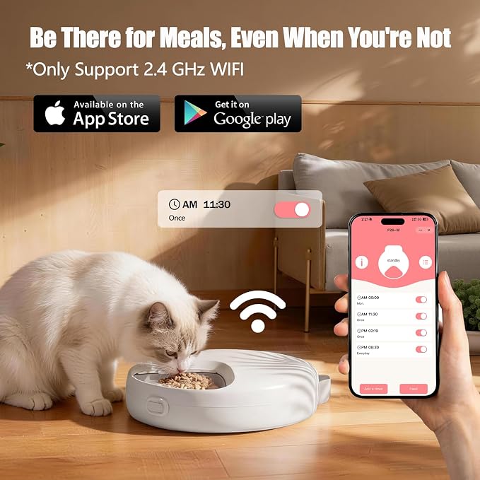 WiFi Automatic Wet Food Cat Feeder with App Control, Auto Refrigerated Wet Foods Feeder for Cats Dogs 4 Meal Timed Fresh Foods Dispenser with 2 Ice Packs for Kitty Puppy Automatic Cat Dog Food Bowl