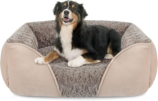 X-Large Dog Bed for Large Medium Small Dogs Rectangle Washable Dog Bed, Orthopedic Dog Bed, Soft Calming Sleeping Puppy Bed Durable Pet Cuddler with Anti-Slip Bottom XL(35"x25"x10")