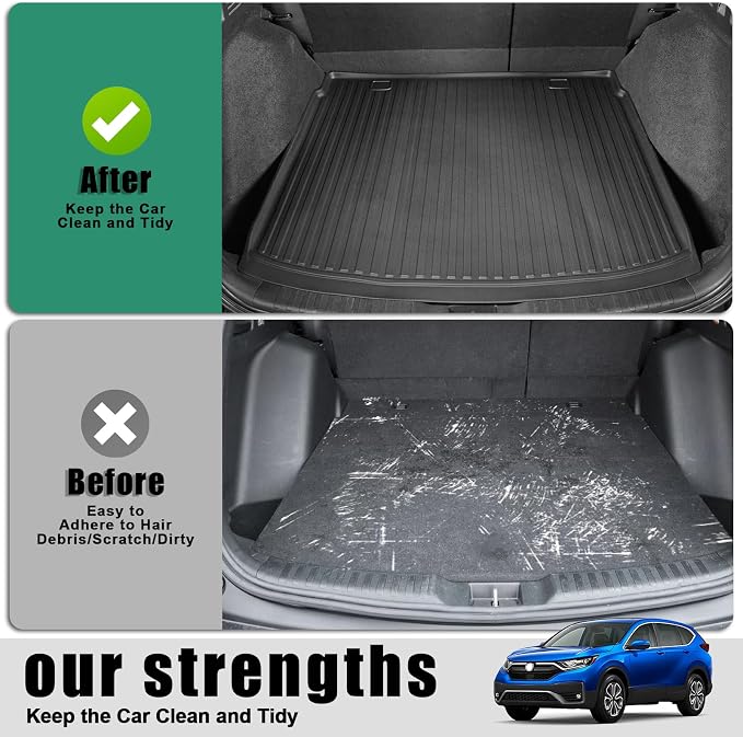 Original 2017-2022 CR-V Cargo Liner for Honda CRV (Not for Hybrid) - Custom Fit TPE Trunk Mat Accessories - All Weather Rubber Cargo Mat for Honda CRV 2017-2022(Upper Position)
