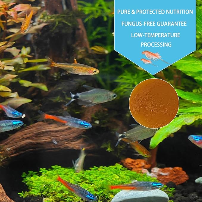 Instant Baby Brine Shrimp Fish Food - No Hatch High Protein Fry Food with Astaxanthin for Betta, Guppy, Discus, Tropical Fish, Corals, Jellyfish & Seahorses in Saltwater & Freshwater Aquarium (50ml)