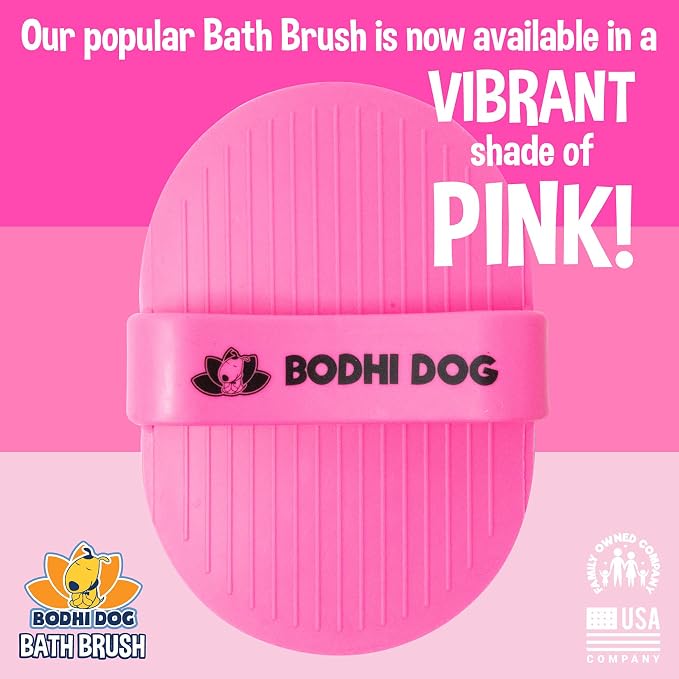 Bodhi Dog Shampoo Brush - Pet Grooming & Bath Supplies for Dogs and Cats - Bath Brush for Long & Short Hair - Premium Scrubber for Shower, Showerhead, Sprayer & Bathing (Two Pack, Pink)