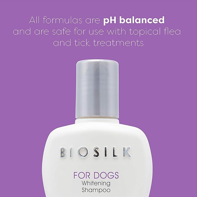 BioSilk Silk Therapy Whitening Dog Shampoo, Brightening Pet Shampoo with Silk Protein for White and Light Colored Coats, Enhances Shine and Softness, pH Balanced Dog Wash, 12 Fl Oz - 2 Pack