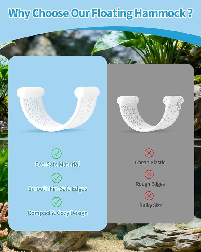Floating Betta Hammock, Betta Fish Hammock, Floating Rest Platform or Small Aquariums, Nano Tanks, Shrimp, Corydoras, Betta Fish Tank Accessories, Fish Tank Decor, 3D Printed Aquarium Decor (White)