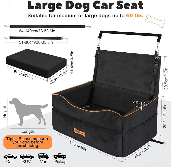 Medium Dog Car Seat Under 50Lbs or 2 Small Dogs Under 25Lbs