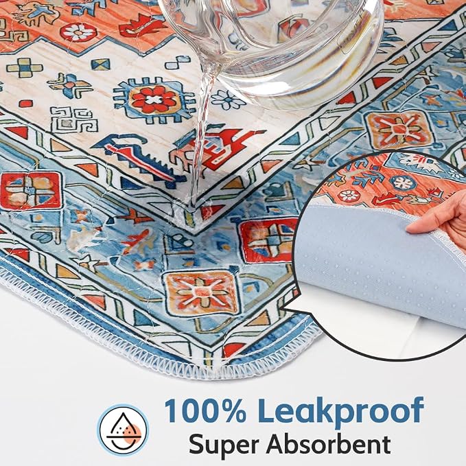 Washable Pee Pads for Dogs, 2 Pack Reusable Puppy Training Pads 24"x18" Super Absorbent Waterproof Dog Training Pads, Non-Slip Potty Pads, Whelping Pads Litter Mat Orange/Mix