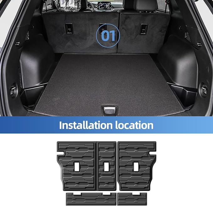 SMABEE 8PCS Full Set of Floor Mats for 2024 2025 2026 Honda Prologue & Chevy Blazer EV All Weather TPE Floor Liners Cargo Liner Backrest Mats Accessories Car Mats Interior Black