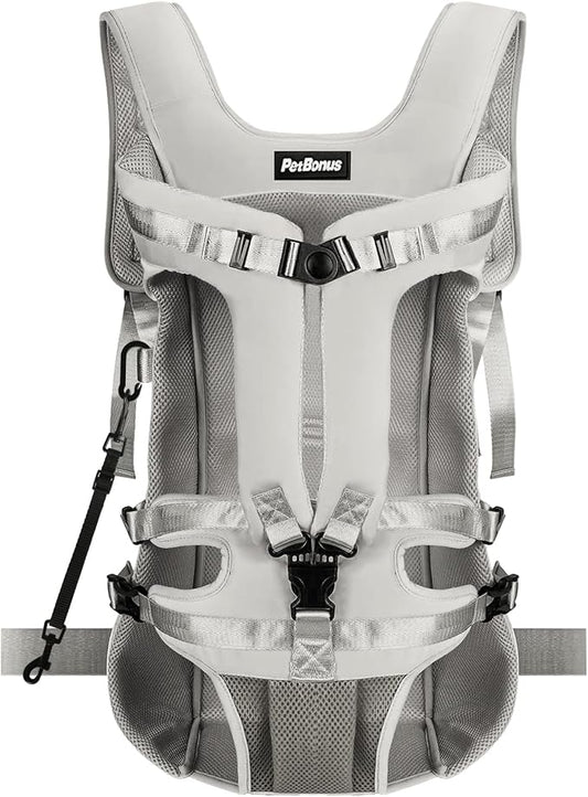 PetBonus Pet Front Dog Carrier Backpacks, Adjustable Pet Backpack, Legs Out Easy-fit Puppy Chest Carrier for Medium Small Dogs, Hands Free for Hiking, Cycling (Grey, XL) | Hands Free, Adjustable, Safety Strap, Walking Hiking Cycling Motorcycle bag, For...