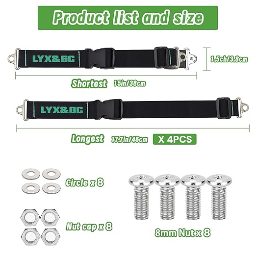 LYX&GC Trash Can Locks for Animals, Raccoon Bear Proof Trash Can Lock, Easy to Install, Long Lasting Strap Lid Garbage Can Lock for Out Door Garbage Can - 4PCS