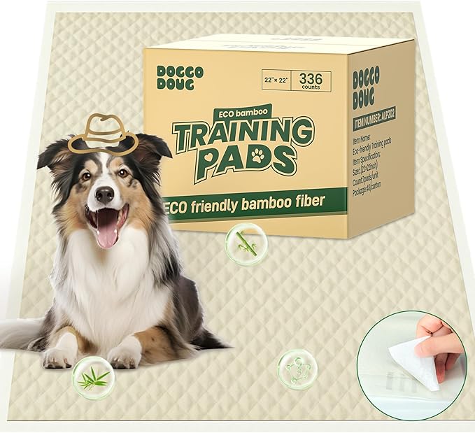 Bamboo Small Puppy Pads Pee Pads for Dogs 22"x22" 336 Count | Training Pads Deodorizing Leakproof Quick Drying Dog Pee Pads Super Absorbent Disposable Puppies, Doggie, Cats, Rabbits