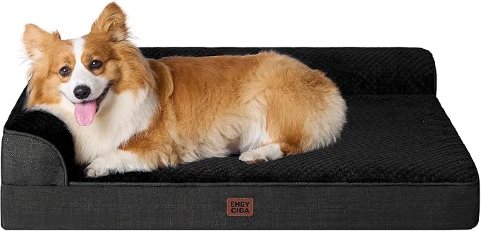 EHEYCIGA Large Dog Bed Memory Foam for Crate, Orthopedic Dog Bed Large Size Dogs with Washable Removable Cover, Waterproof Pet Sofa Couch with Nonskid Bottom, 35x22x6, Black | Small Dog Sofa with Washable Removable Cover, Waterproof Pet Couch for Crate...