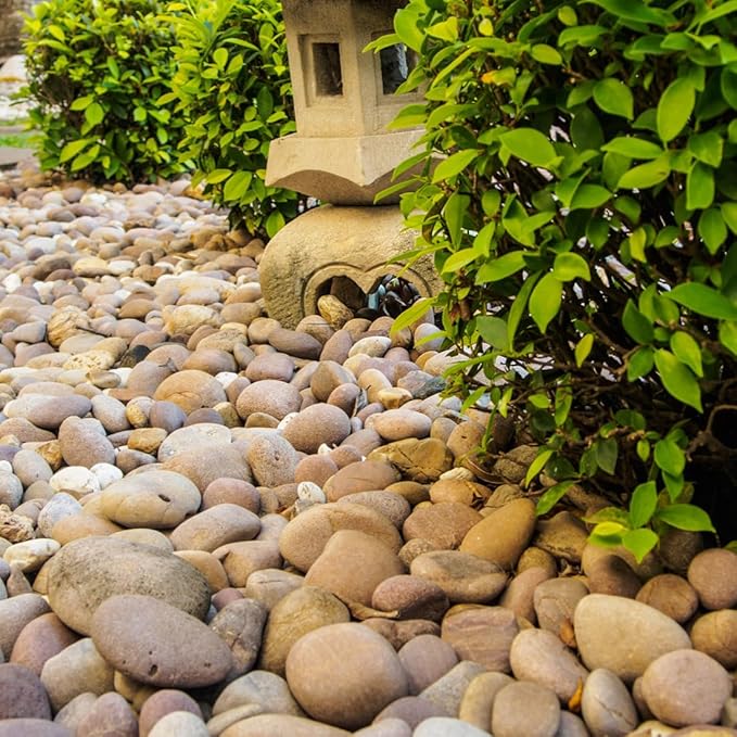 YISZM Natural River Rocks, Small Rocks for Plants Decorative Polished Pebbles for Fish Tank, Gardening, Flower Pots, Vase Fillers, Indoor Water Fountains, Landscaping, 40lbs, 2-3 Inch