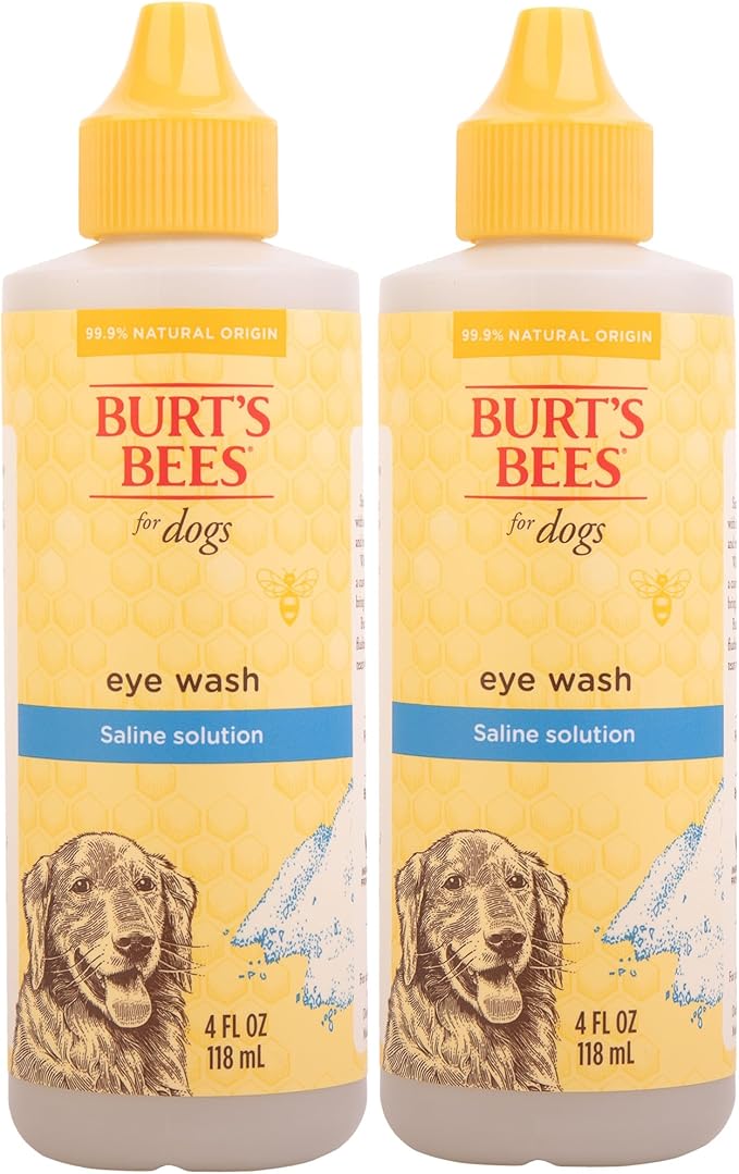 BURT'S BEES FOR PETS Dog Eye Wash with Saline Solution, Gentle Eye Cleaner for Dogs and Puppies, Tear Stain and Debris Rinse for Sensitive Eyes, Natural Origin Formula, 4 Fl Oz - 2 Pack