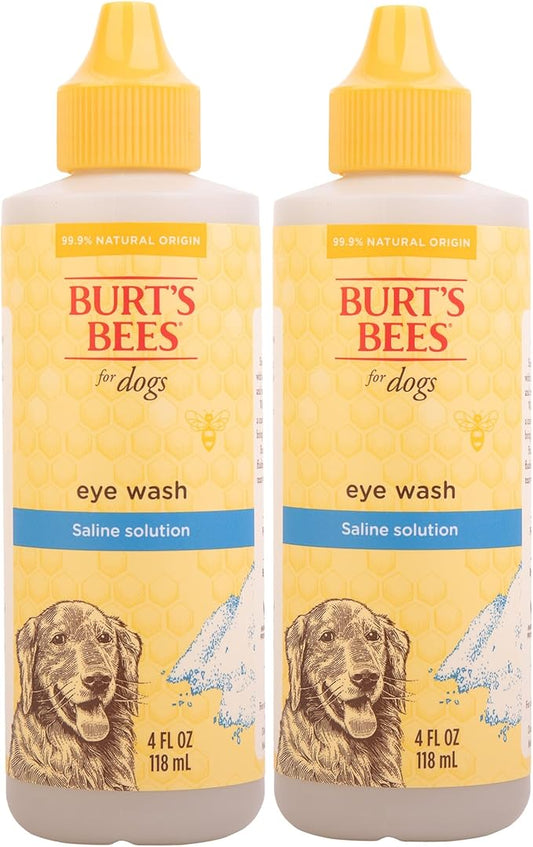 BURT'S BEES FOR PETS Dog Eye Wash with Saline Solution, Gentle Eye Cleaner for Dogs and Puppies, Tear Stain and Debris Rinse for Sensitive Eyes, Natural Origin Formula, 4 Fl Oz - 2 Pack