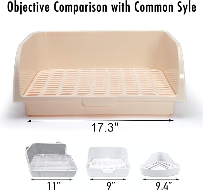CalPalmy X-Large Rabbit Litter Box with 10PCS Bonus Pads, Drawer, Corner Toilet Box 17.3" x 13" and Bigger Pet Pan for Adult Guinea Pigs, Chinchilla, Ferret, Galesaur, Small Animals