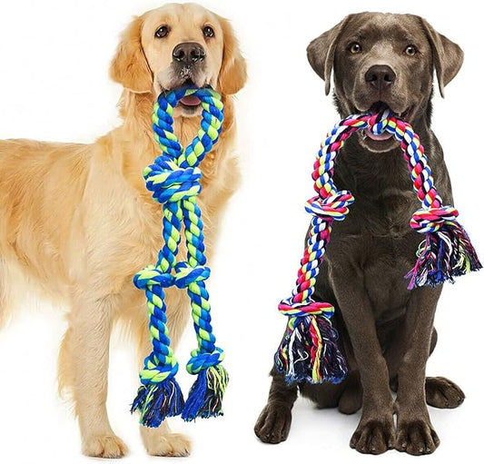 Jouets Feeko en corde tressée pour chiens, robustes, pour grandes races de mâcheurs agressifs, lot de 2 jouets indestructibles pour le nettoyage des dents et le tir à la corde