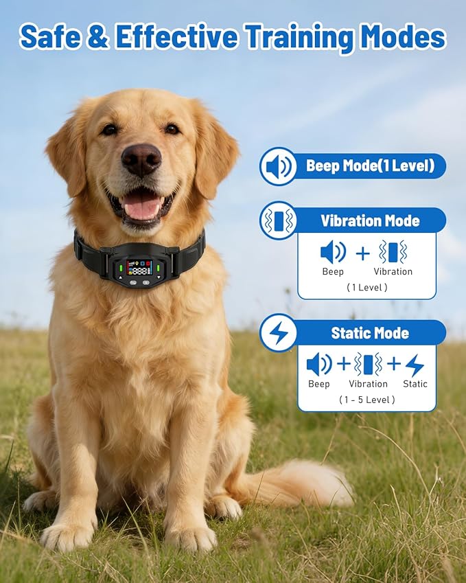 GPS Wireless Dog Fence, Electric Dog Collar Fence & Perimeter Containment System, IPX7 Waterproof Collar, 25–999 Yards Radius, Beep Vibration Shock Correction, for Dogs Over 18 lbs
