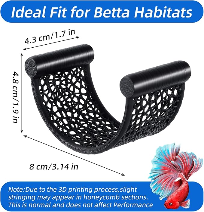 Black Betta Fish Hammock, Aquarium Floating Rest Platform for Small Fishes Floating Bed for Small Fish Betta Hammock Fishes Tank Accessories for Shrimp Fishs Bettas (Black)