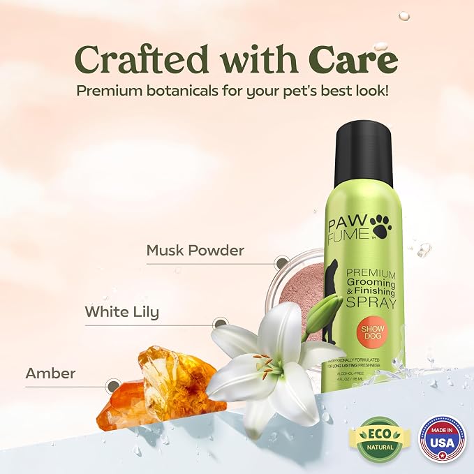 PAWFUME Dog Cologne Spray Grooming & Finishing, Show Dog, 4-Pack | Hypoallergenic, alcohol-free grooming spray conditions coats and freshens between baths, with Pet Cologne Spray for Dogs