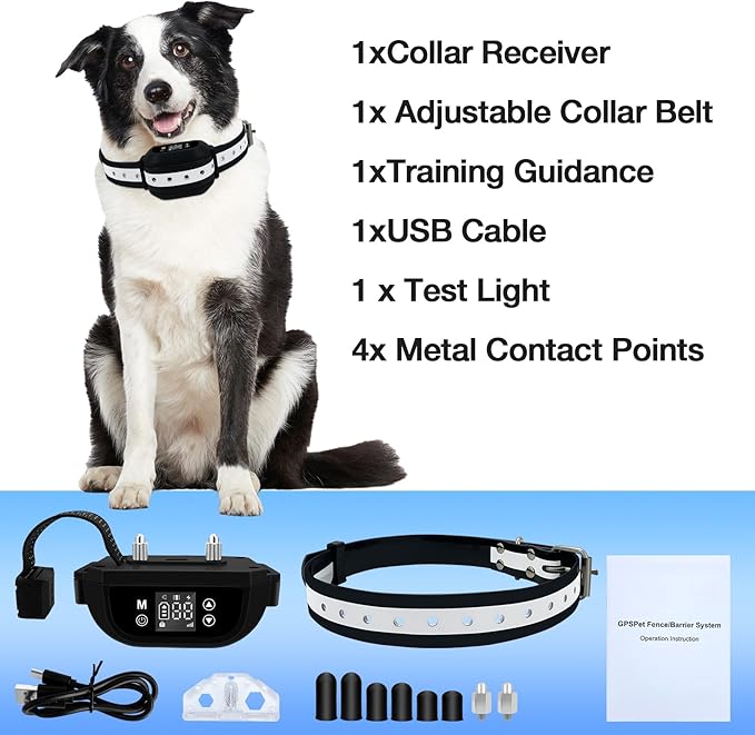 GPS Wireless Dog Fence for Medium Large Dogs, 2nd Gen Upgraded Electric Fence System with Enhanced Signal, 3 Training Modes, Range 97-3280ft Waterproof Fence Collar for Outdoor Use Only