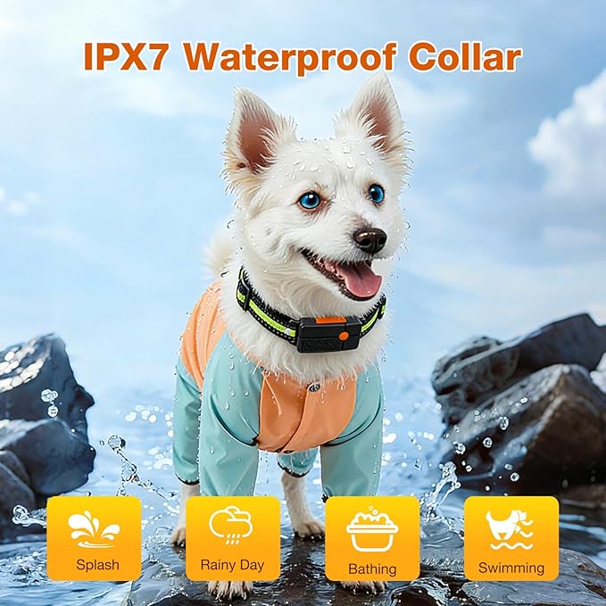 Wireless GPS Dog Fence Collar, Real-Time Dog Tracker with Health Monitor, Custom Virtual Fence, No Base Station Needed, Activity Tracking App, Waterproof