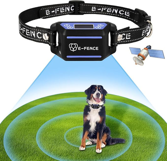 E-FENCE GPS Wireless Dog Collar Fence System,Electric Fence for Dogs,Adjustable Warning Strength,Pet Containment System, Outdoor Use Only
