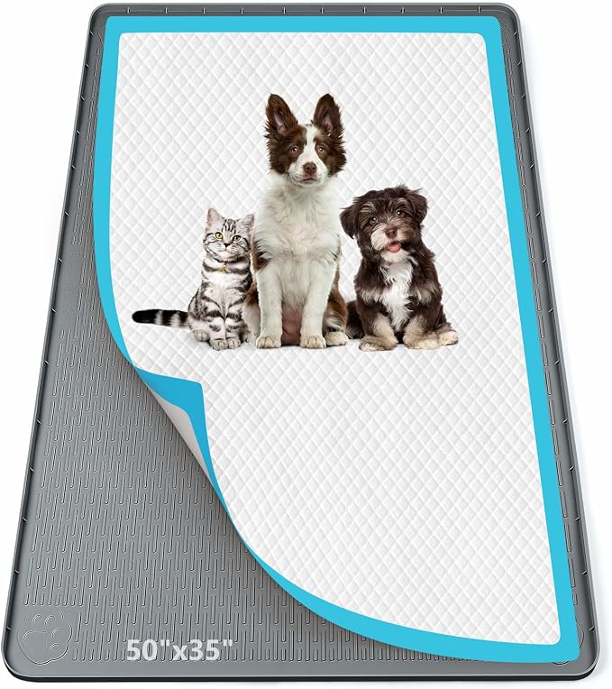 Pee Pad Holder for Dogs 50''x35'' Silicone Puppy Pee Pad Tray, Dark Grey | Extra Large Dog Potty Tray Leak-Proof, High Edge, No Spill Training Pads for Floor Protection, No Pee Pads