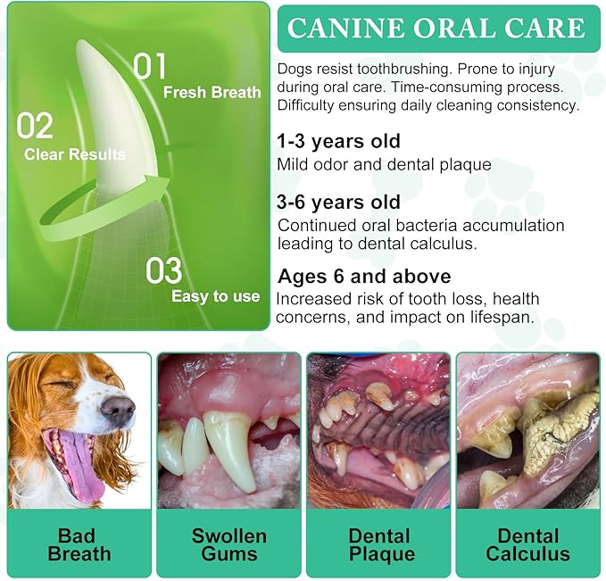 ARMOYA Dog Dental Powder - Teeth Cleaning Powder for Dogs - Dog Dental Care - Plaque & Bad Breath Off P-owder D-og - D-ental Care Supplies for Small - Medium - Large Do-gs