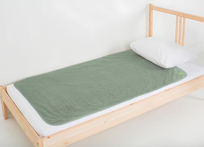 PeapodMats Bedwetting Waterproof Bed Mat, Reusable 3x5 Sage | Washable reusable bed mat for bedwetting, incontinence, kids, adults, pets, and mattress protection.