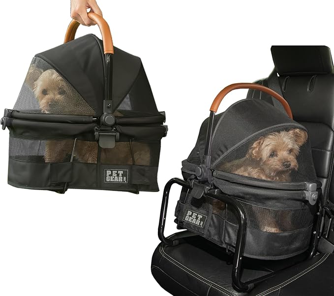 Pet Gear No-Zip View 360 Pet Carrier & Car Seat, 15", Dark Charcoal | Ultra Lite, Booster Seat Frame, Mesh Ventilation, Push Button Entry, No Tools Required, For Small Dogs & Cats