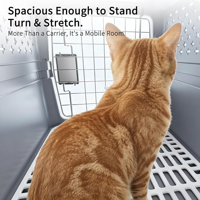 RIZZARI Portable Cat Carrier for Small Cats & Dogs:Secure Hard-Sided Pet Carrier with Ventilation - Metal Door & Carry Handle for Travel - Vet Visits & Daily Use