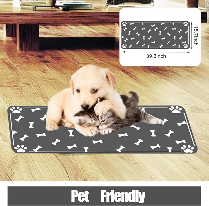 Large Pet Feeding Mat, Absorbent Quick Dry Dog Mat for Food and Water Bowl, Non Skid Cat Bowl Mat, No Stains Quick Dry for Pet Water Dispenser Pet Supplies for Messy Drinkers