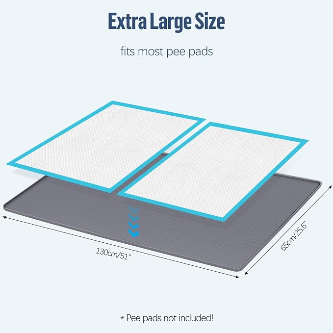 Pee Pad Holder for Dogs 51''x25.6'' Silicone Puppy Pee Pad Tray, Dark Grey | Extra Large Dog Potty Tray Leak-Proof, High Edge, No Spill Training Pads for Floor Protection, No Pee Pads