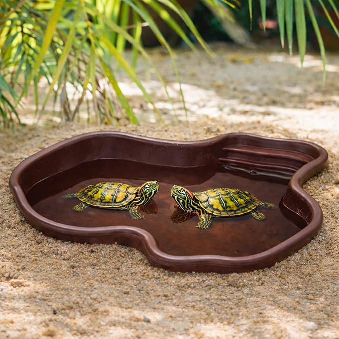 Petmolico Large Reptile Water Dish with Non-Slip Bottom – Snake Water Bowl,Tortoise Habitat Accessories for Turtle,Gecko,Lizard,Bearded Dragon