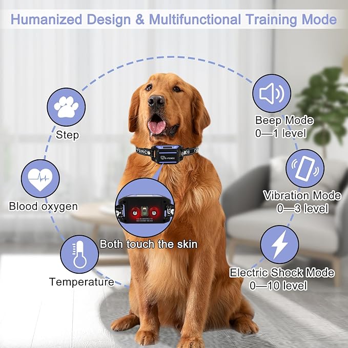 Wireless GPS Dog Collar Fence – Invisible Electric Containment System, No Monthly Fee, Adjustable Beep, Vibration & Static. 48H Waterproof Rechargeable Collar for Backyard Escape Prevention & Camping