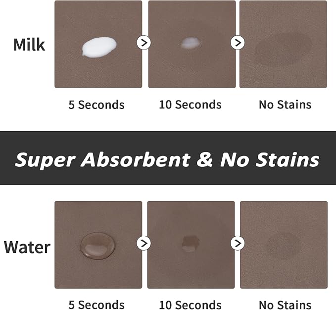 HotLive Dog Food Mat - Absorbent Cat Mat for Food and Water, No Stains Pet Feeding Bowl Mat, Easy to Clean Pet Placemats, Quick Dry Dog Water Dispenser Mat for Messy Drinkers | Paw Brown 18"x 28"