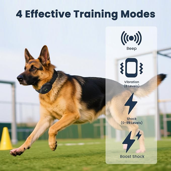 Dog Shock Collar with Soft Neoprene Padded - 4 Training Modes E Collar with 1600FT Remote Control for 5–120 lbs Large Medium Small Dogs, IPX7 Waterproof, Pet Collar Accessories, Black