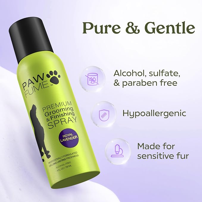 PAWFUME Dog Detangler Grooming Spray, Royal Lavender, 2-Pack | Hypoallergenic alcohol-free spray detangles, moisturizes and freshens coats, Dog Necessities for coat and fur care