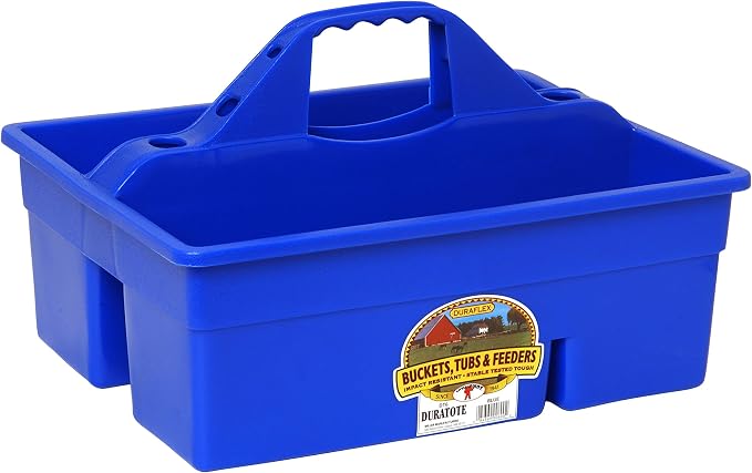Little Giant® Plastic DuraTote | Horse Grooming DuraTote | Durable Tote Box Organizer with Easy Grip Handle | Extra Thick Sidewalls | Blue