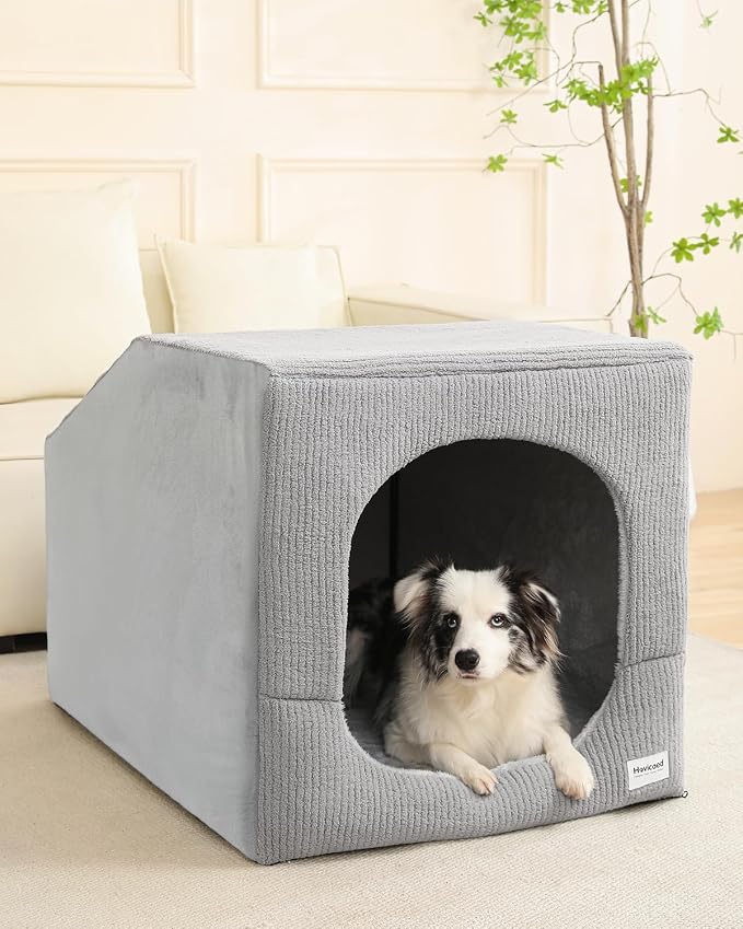 Hovicaed Indoor Dog House Large Sized Dog Tent with Covered Dog Bed 36x26in | Enclosed Dog Cave Bed With Washable Removable Cover-Pet Orthopedic Egg-Crate Foam Cushion Sturdy Frame For Inside Dog House
