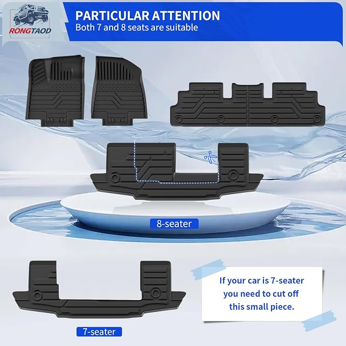 Rongtaod Floor Mats Compatible with 2022-2025 2026 Nissan Pathfinder 7&8 Seats Cargo Liner Cargo Mat Trunk Liner Back Seat Cover 2024 Pathfinder Accessories (Trunk Mat with Backrest Mat+Floor Mats)