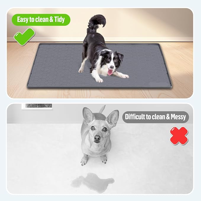 Pee Pad Holder for Dogs 34''x22'' Silicone Puppy Pee Pad Tray, Dark Gray | Extra Large Dog Potty Tray Leak-Proof, High Edge, No Spill Training Pads for Floor Protection, No Pee Pads