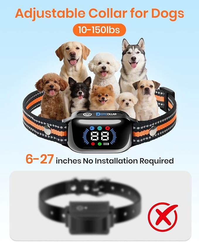 2-in-1 Bark Shock Collar 2 Pack - Color Screen Dog Training Collar with Beep/Vibration/Shock/Anti Bark 4 Modes for 2 Dogs, 3300FT Waterproof E Collar with Remote for Small Medium Large Dogs(8-120lbs)
