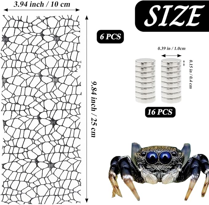 6 Pack Tarantula Enclosure Accessories Jumping Spider Habitat Accessories with 16pcs Magnets Spider Terrarium Decoration Praying Mantis Habitat Jumping Spider Climbing Mesh (Black)