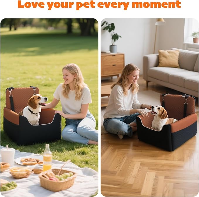 ALL GOOD PET SUPPLIES Dog Car Seat for Small/Medium Dogs Under 35lbs | Soft Memory Foam Booster Car Seat with Detachable Washable Cover and Cushion, Puppy Dog Car Bed