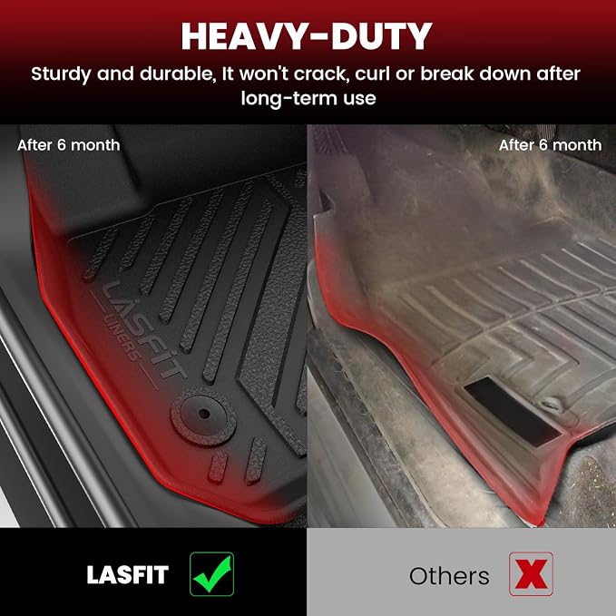 LASFIT Floor Mats & Cargo Liner for Chevrolet Malibu 2013-2015/Malibu Limited 2016 Only, All Weather TPE Custom Fit Floor Mats for Cars, 1st and 2nd Row Car Floor Mats for Malibu Accessories Black