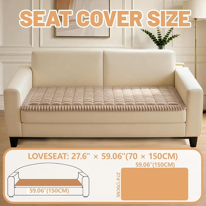 Couch Cover for Dogs Washable,Non Slip Fuzzy Durable Pet Friendly Cozy | Soft Slipcovers for 3 Cushion Sofa Sofa Cover Dog Thick Protector Mat Bed Leather & Fabric Couches (Brown 27.6"x59")