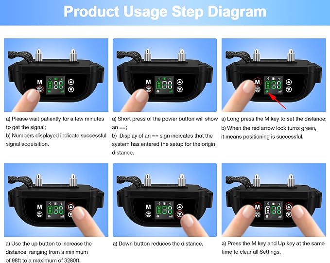 GPS Wireless Dog Fence for Medium Large Dogs, 2nd Gen Upgraded Electric Fence System with Enhanced Signal, 3 Training Modes, Range 97-3280ft Waterproof Fence Collar for Outdoor Use Only