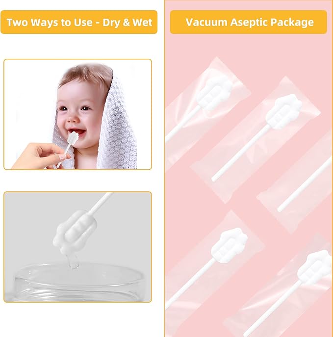 EASICUTI Upgrade Baby Tongue Cleaner, 52PCS Newborn Infant Toothbrush, 2 Finger Toothbrush & Gum Cleaner Stick Dental Care for 0-36M+