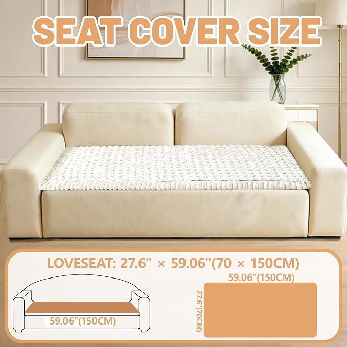 Couch Cover for Dogs Washable,Non Slip Fuzzy Durable Pet Friendly Cozy | Soft Slipcovers for 3 Cushion Sofa Cover,Plush Thick Protector Fits Mat Bed Leather & Fabric Couches (Beige 27.6"x59")