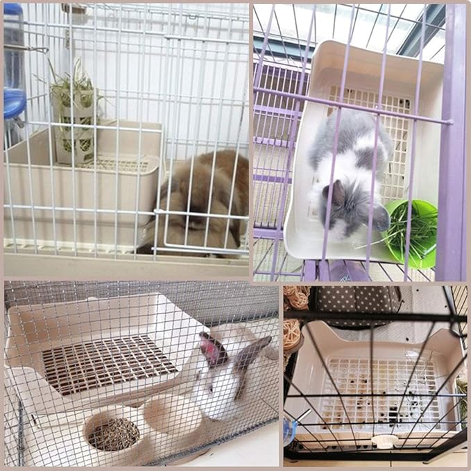 PINVNBY Large Rabbit Litter Box Bigger Pet Litter Pan Trainer with Drawer Corner Toilet Box for Adult Guinea Pigs Chinchilla Ferret Hedgehog Small Animals(Brown)
